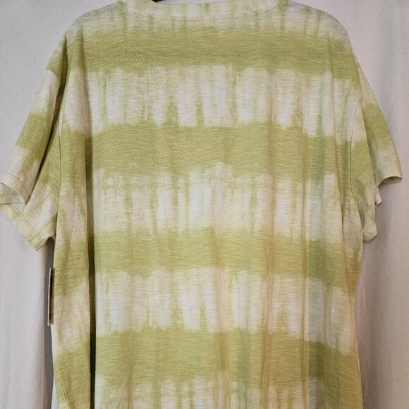 Sonoma Woman's Short Sleeve Tye Dyed T-Shirt, Size: XXL Color: Lime Green/White - Picture 3 of 7